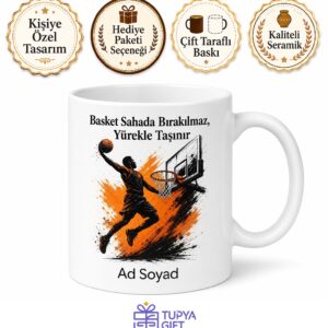 Basketbolcuya Üç Sayı Çizgisi Smaç Basma Pota Altı Ribaunt Kupa Bardak Hediye