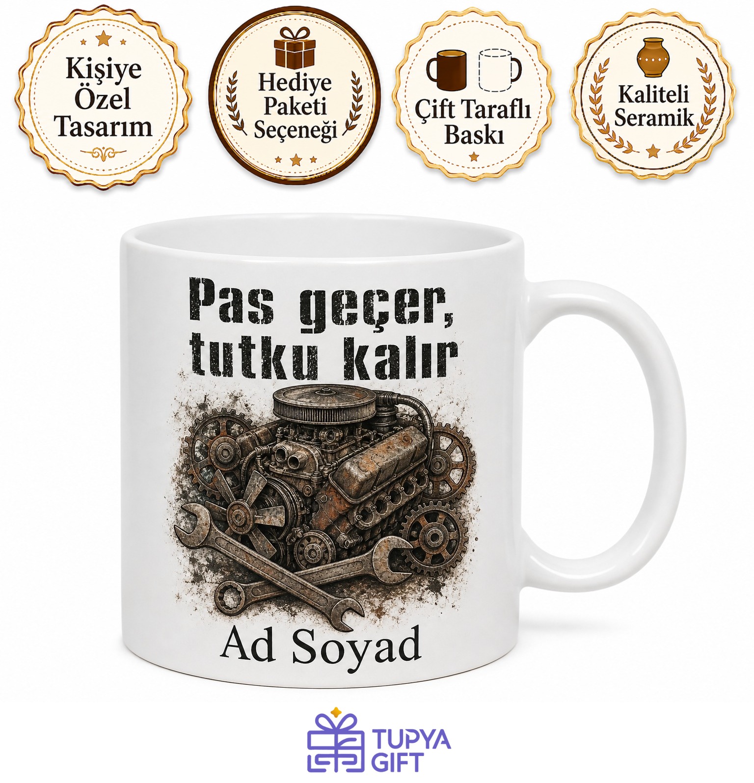 Klasik Araç Restore Edenlere Garaj Tozu Paslı Parça Kupası Hediye Bardak