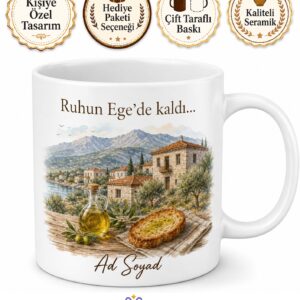 Balıkesir Cunda Adası Taş Evler Kaz Dağları Zeytinyağı Ayvalık Tostu Temalı Kupa Bardak Hediye