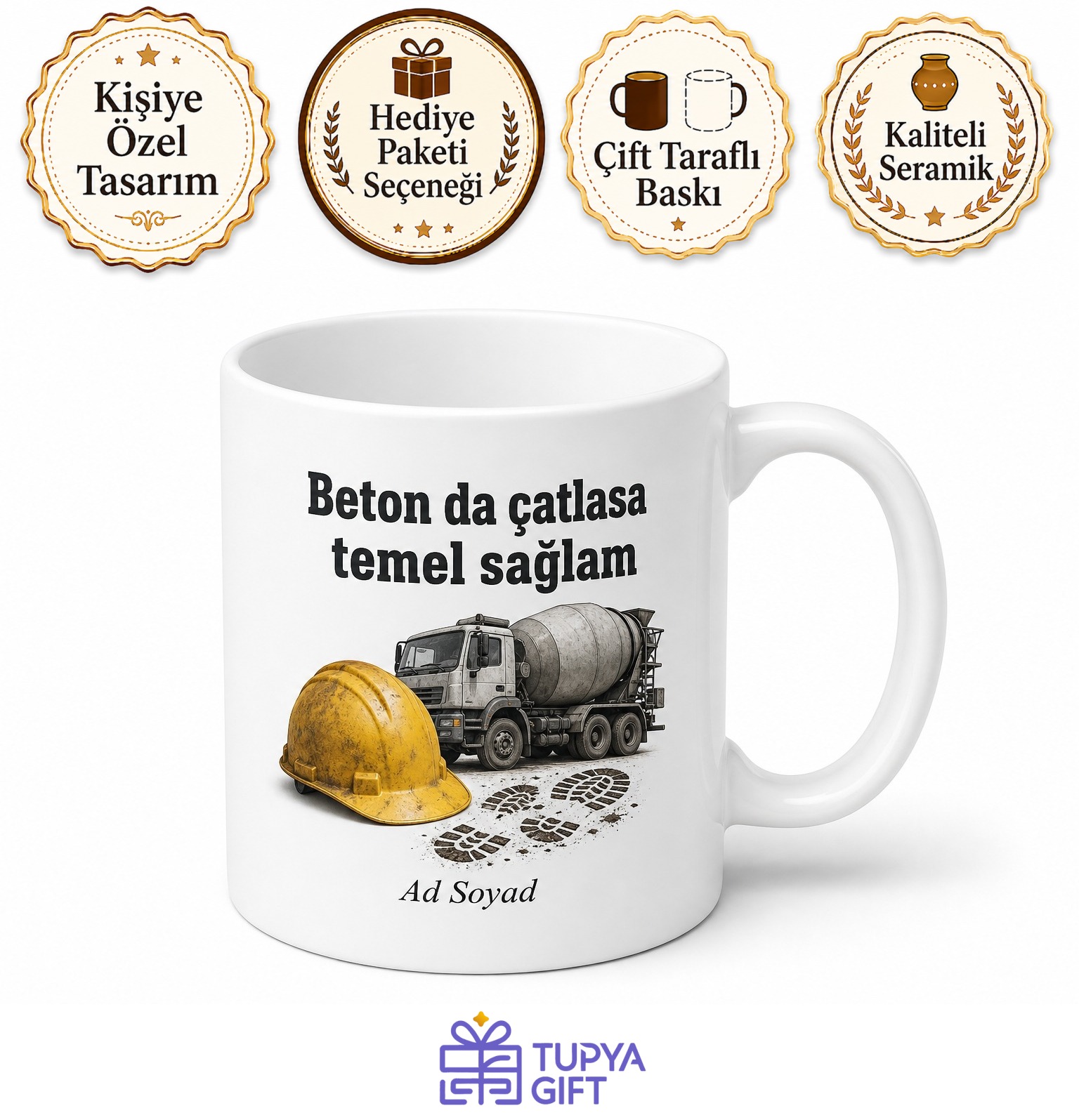 Şantiye Çamuru Çiğneyen Mühendise Beton Etkili Sert Çay Kahve Kupası Hediye