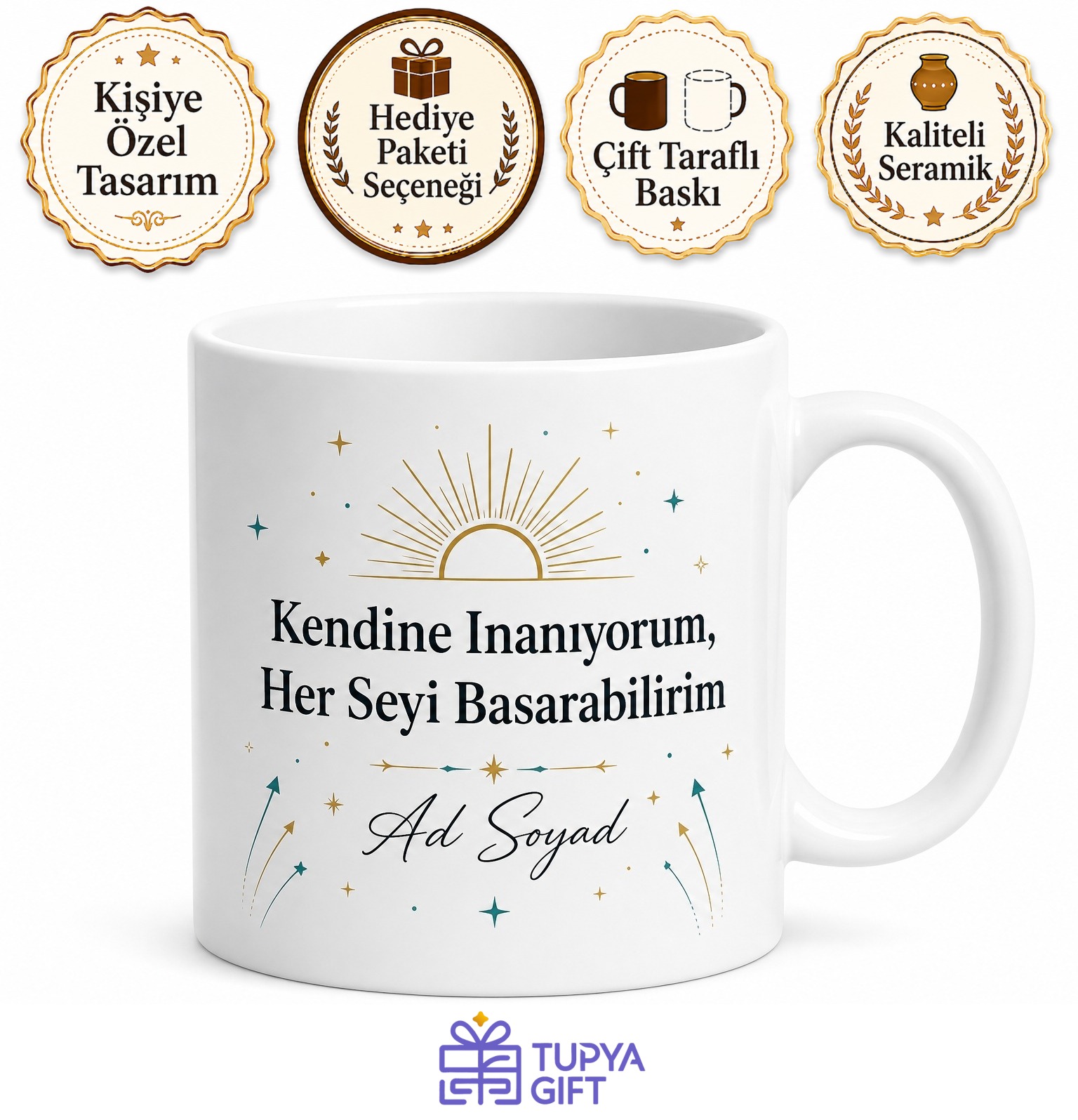 Kendime İnanıyorum Her Şeyi Başarabilirim Özgüven Kupası Hediye Bardak