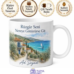 Çanakkale Gökçeada Rum Evleri Rüzgar Sörfü Zeytinlikler Kupası Hediye Bardak
