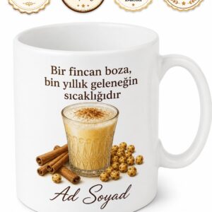 Boza Vefa Bozacısı Darı Ekşisi Kış İçeceği Sarı Leblebi Temalı Kupa Bardak Hediye