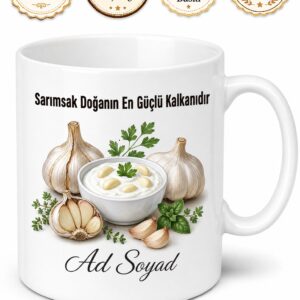 Sarımsak Yemeği Yiyenlere Sarımsaklı Yoğurt Doğal Antibiyotik Kupa Bardak Hediye
