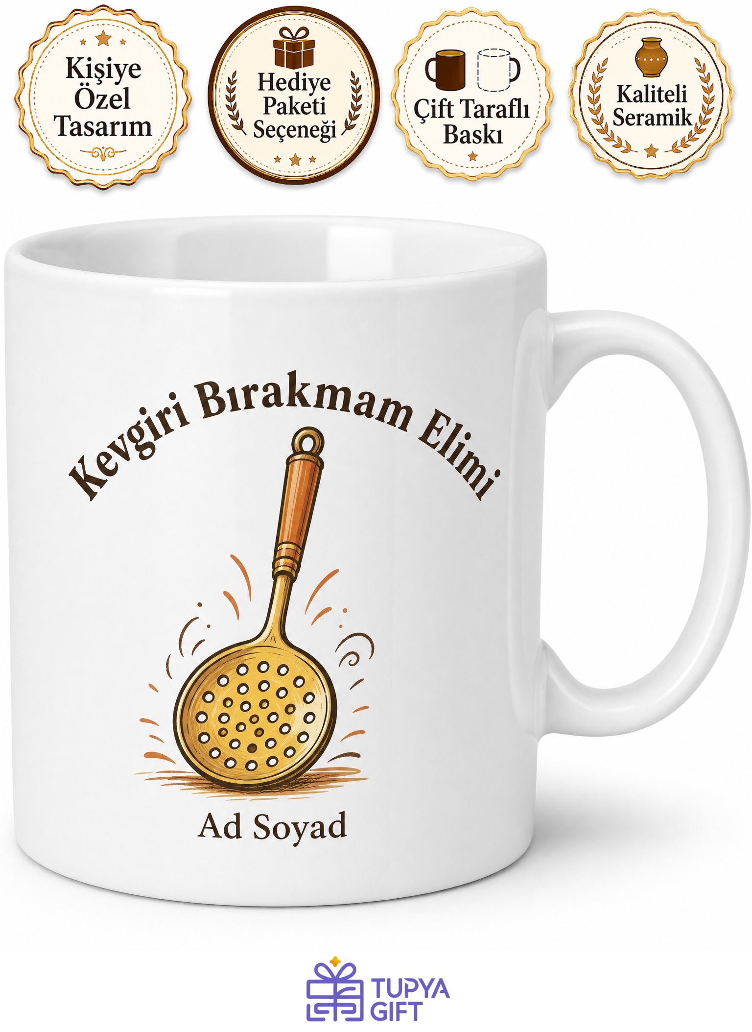 Kevgir Kullananlara Özel Tasarım Kupa Bardak Komik Hediye Baskılı Mutfak Kupası