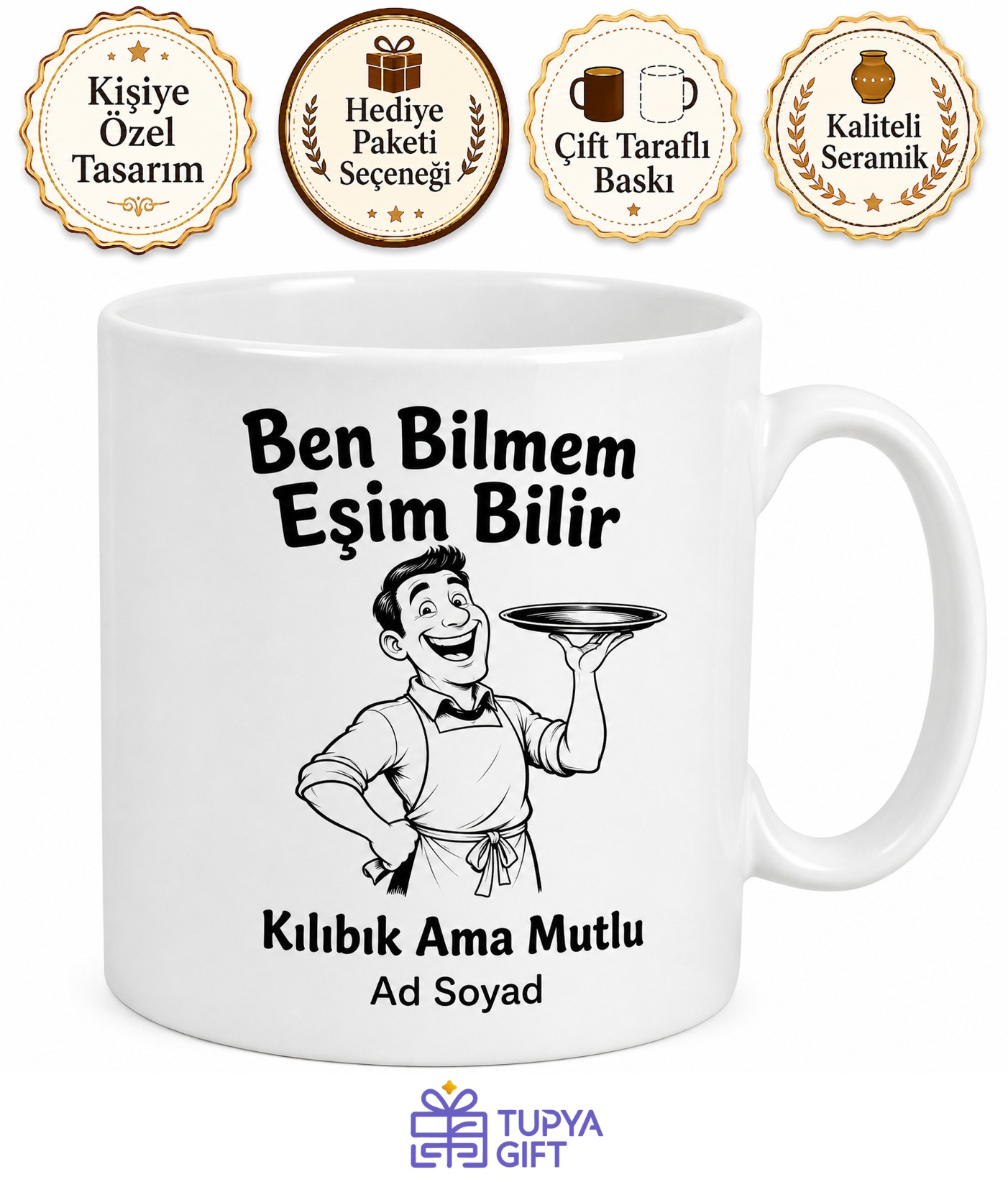Ben Bilmem Eşim Bilir Yazılı Kılıbık Ama Mutlu Koca Kupası Hediye Bardak