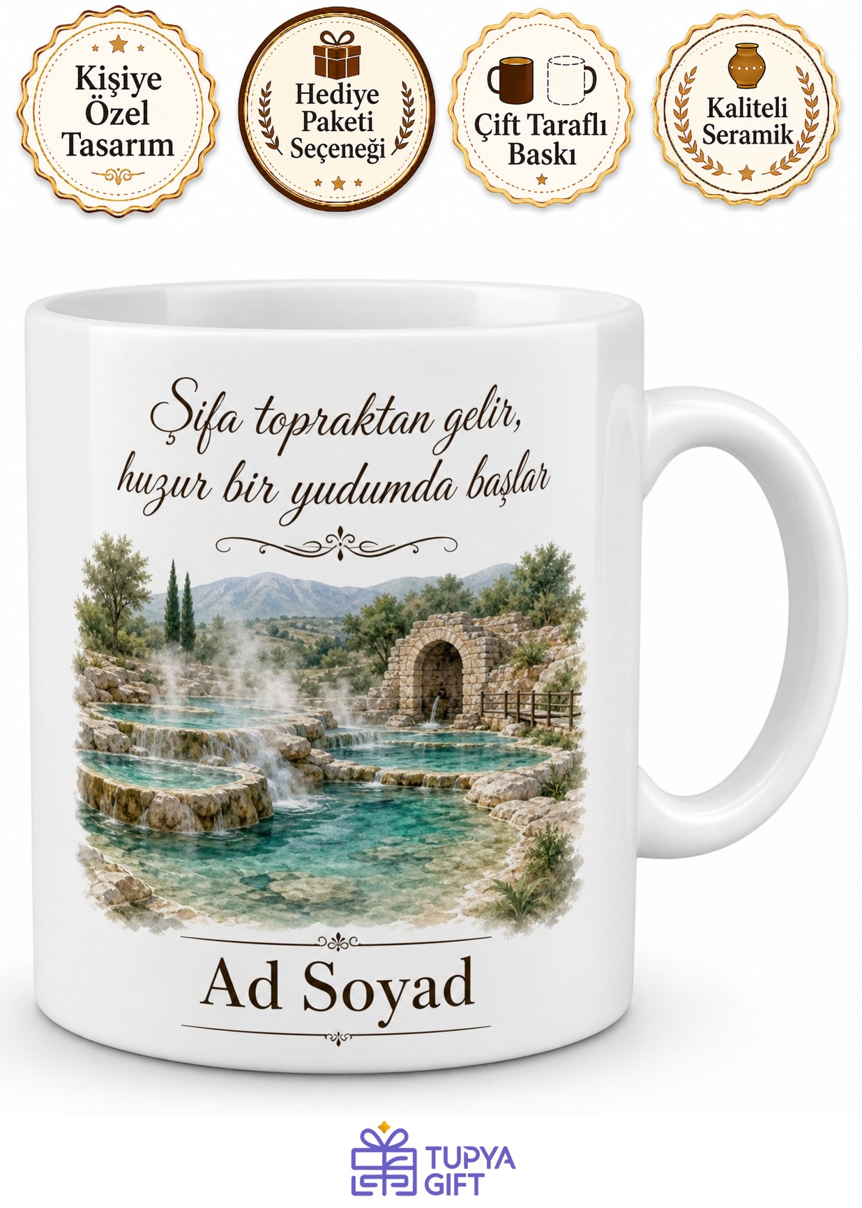 Denizli Çardak Termal Kaplıcaları Şifa Dağıtan Sular Çay Kupası Hediye Bardak