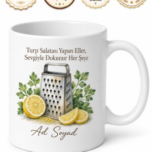 Turp Salatası Yapan Annelere Rendelenmiş Limonlu Kupa Bardak Hediye