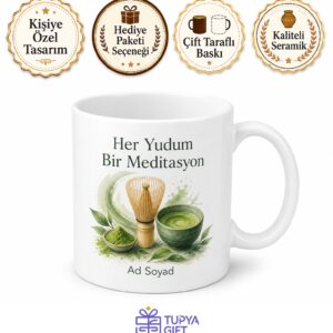 Matcha Çayı İçenlere Özel Tasarım Yeşil Toz Çay Japon Çayı Hediye Kupa Bardak
