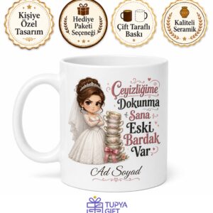 Çeyizlik Fincanları Kullandırmayan Gelin Kupası Çeyiz Hediye Bardak