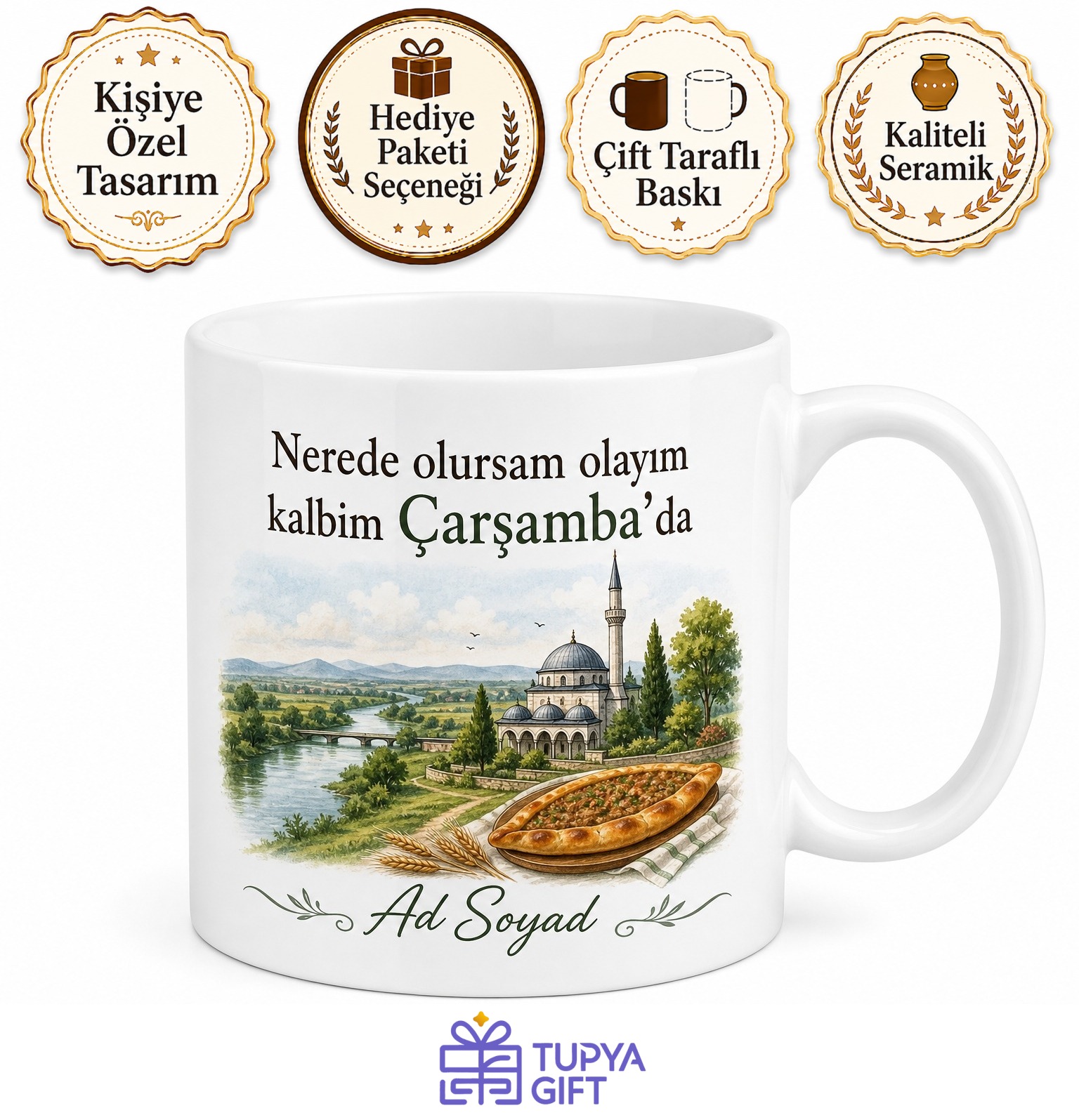 Samsun Çarşamba Yeşilırmak Ovası Göğceli Camii Çarşamba Pidesi Kupa Bardak Hediye