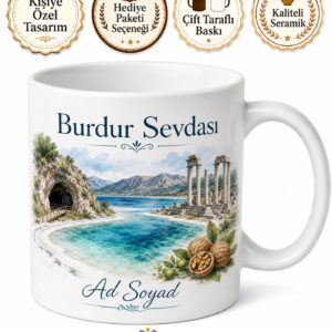 Burdur Salda Gölü Maldivler İnsuyu Mağarası Sagalassos Ceviz Ezmesi Porselen Kupa Hediye Bardak