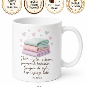 Battaniye Yıkayan Annelere Polar Battaniye Yumuşacık Kupa Bardak Hediye