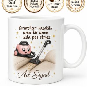 Koltuk Süpüren Annelere Özel Temizlik Temalı Komik Kupa Bardak Hediye