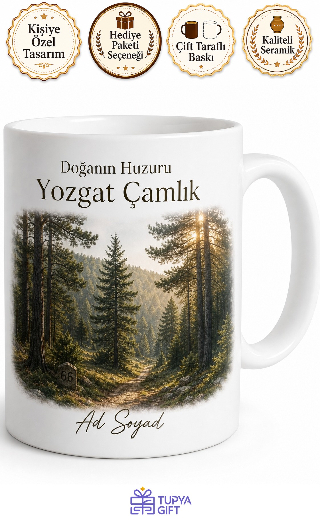 Yozgat Plakalı Çamlık Milli Parkı Orman Havası Temalı Kupa Bardak Hediye