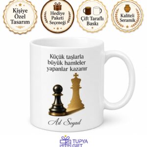 Satrançta Piyonla Şah Çeken Taktik Dehası Zihinsel Üstünlük Kupası Hediye Bardak