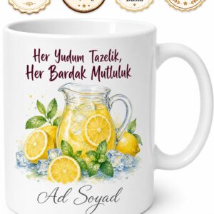 Buzcuya Hediye Limonata Temalı Kupa Bardak Yaz Serinliği Ev Yapımı Limonata Satanlara Özel Tasarım