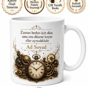 Dünya Saat Günü Saatçilere Özel Tasarım Porselen Kupa Bardak Hediye