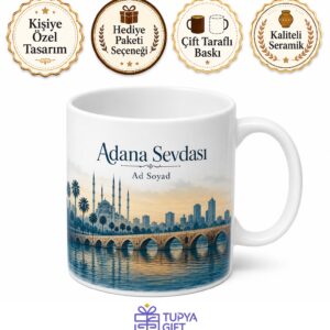 Adana Seyhan Nehri Kıyısı Şehir Silüeti Hatıra Kahve Kupası Hediye Bardak