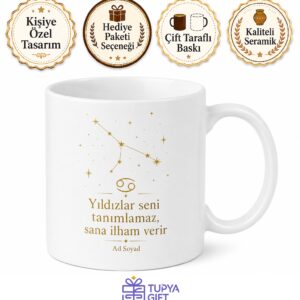 Burç Özellikleri Ve Takımyıldızı Çizimli Astroloji Hediye Kupa Bardak