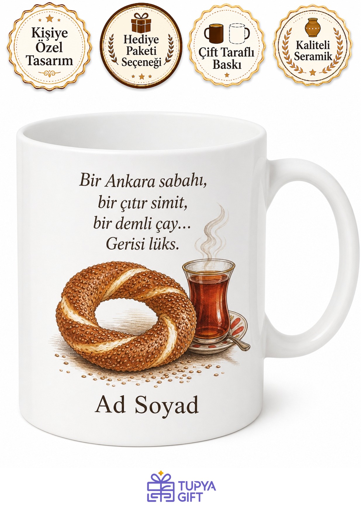 Ankara Simidi Sevenlere Başkent Sabahları Çay Kupası Hediye Bardak