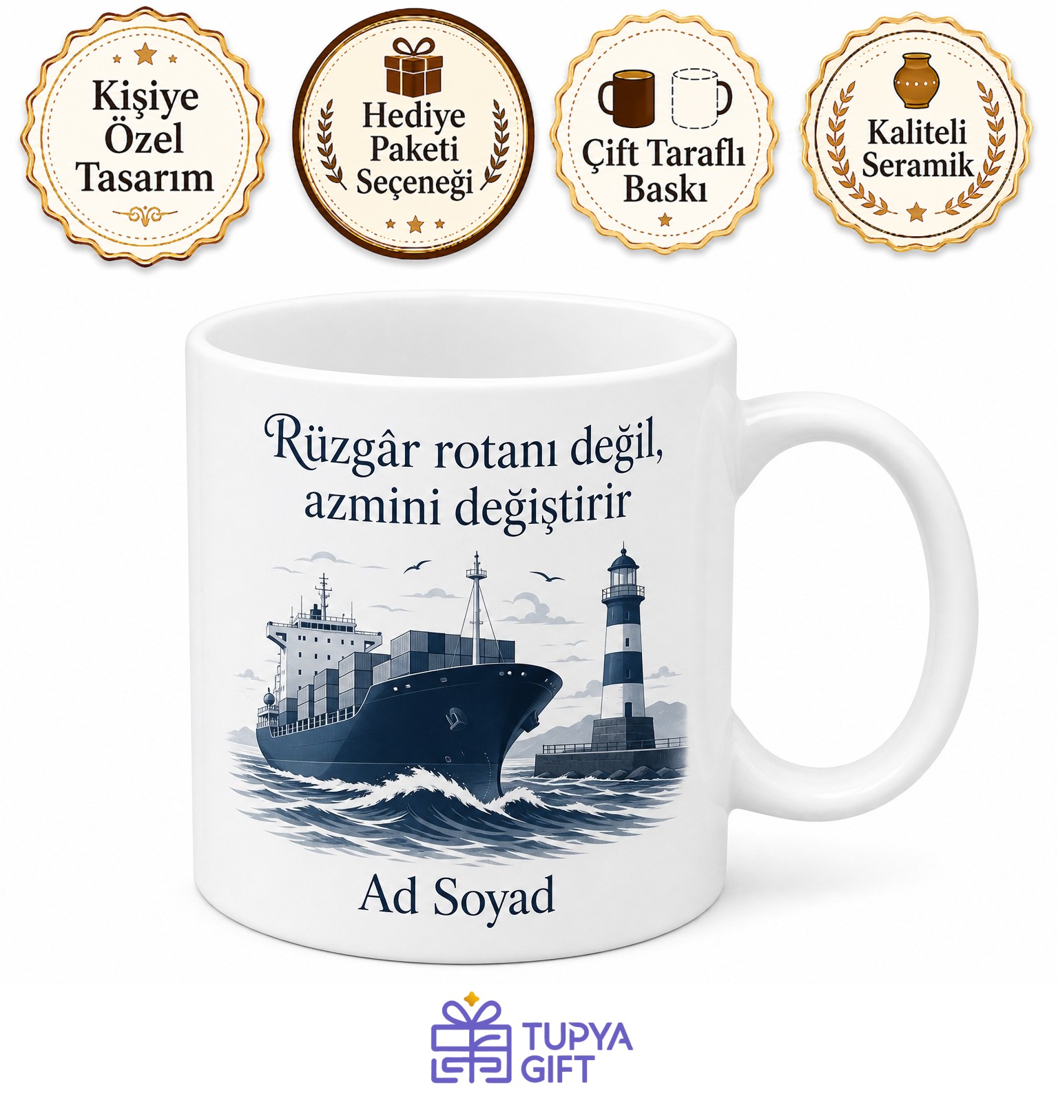 Dünya Liman Günü Denizcilere Özel Tasarım Porselen Kupa Bardak Hediye