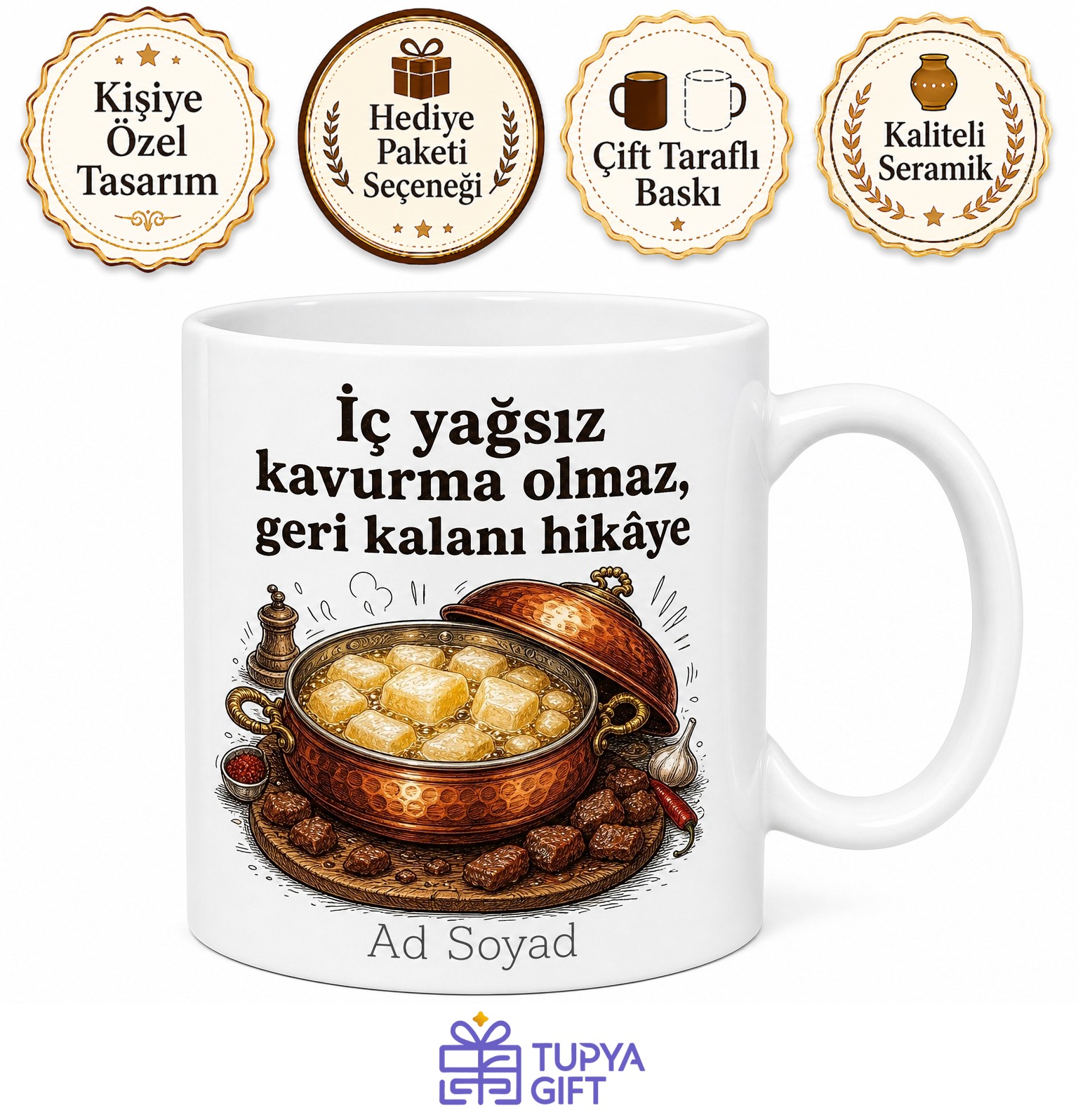 İç Yağı Kullananlara Kavurmalık İç Yağı Kurban Bayramı Yağı Kupa Bardak Hediye
