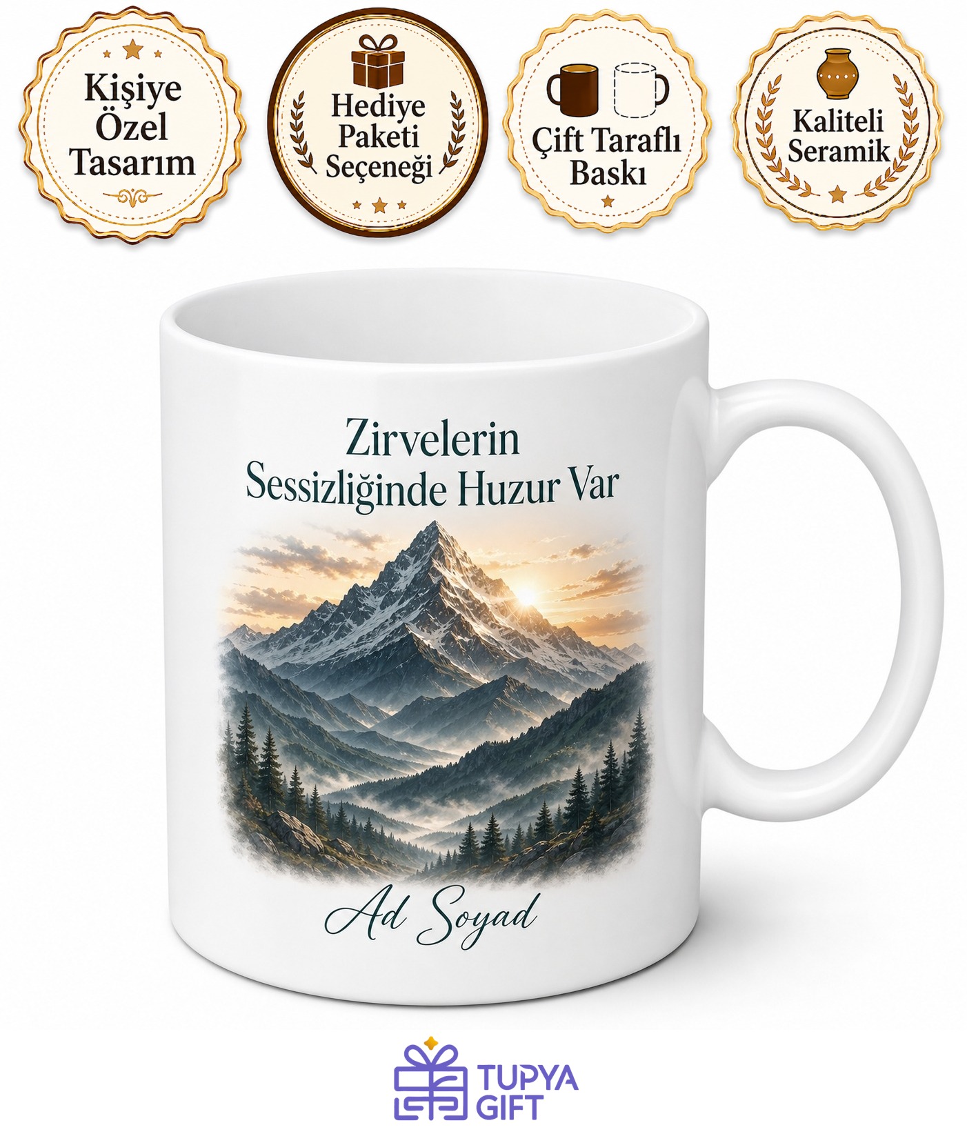 Dünya Dağ Günü Heybetli Zirvelerin Sessizliğini Sevenlere Özel Tasarım Kupa Bardak Hediye