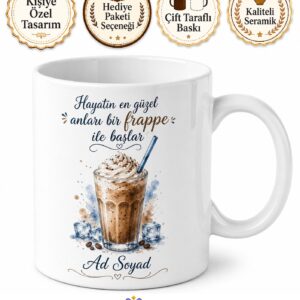 Frappe İçenlere Buzlu Çırpılmış Kahve Kupa Bardak Hediye