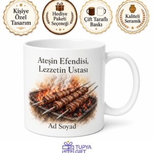 Kebapçıya Köz Ateşi Urfa Adana Lezzeti Şiş Çevirenlere Ocakbaşı Keyfi Kupa Bardak Hediye