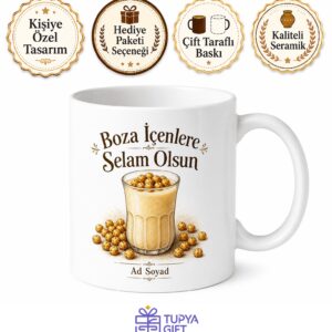 Boza İçenlere Vefa Bozacısı Sarı Leblebili Boza Kupa Bardak Hediye