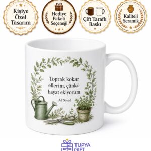 Bahçıvana Hediye Toprak Kokusu Çiçek Sulama Bitki Budama Çim Biçme Peyzaj Kupa Bardak
