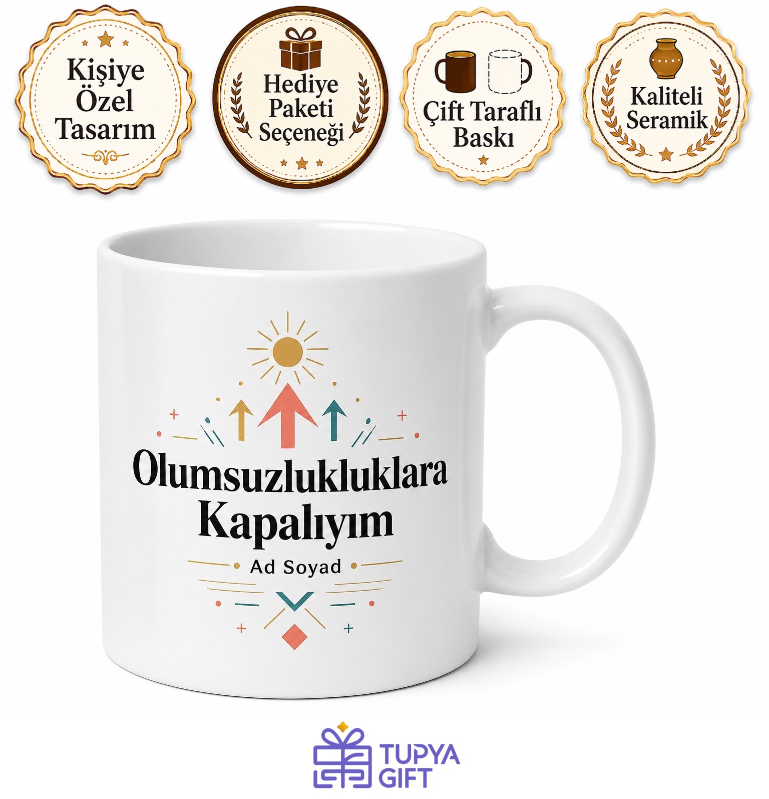 Olumsuzluklara Kapalıyım Pozitif Enerji Çeken Şık Kupa Bardak Hediye