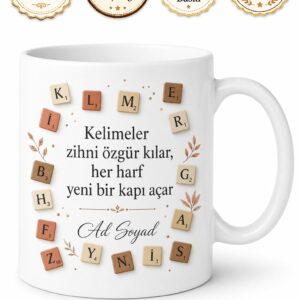 Kelime Oyunu Şampiyonuna Harf Avcısı Kelime Dağarcığı Kupa Bardak Hediye