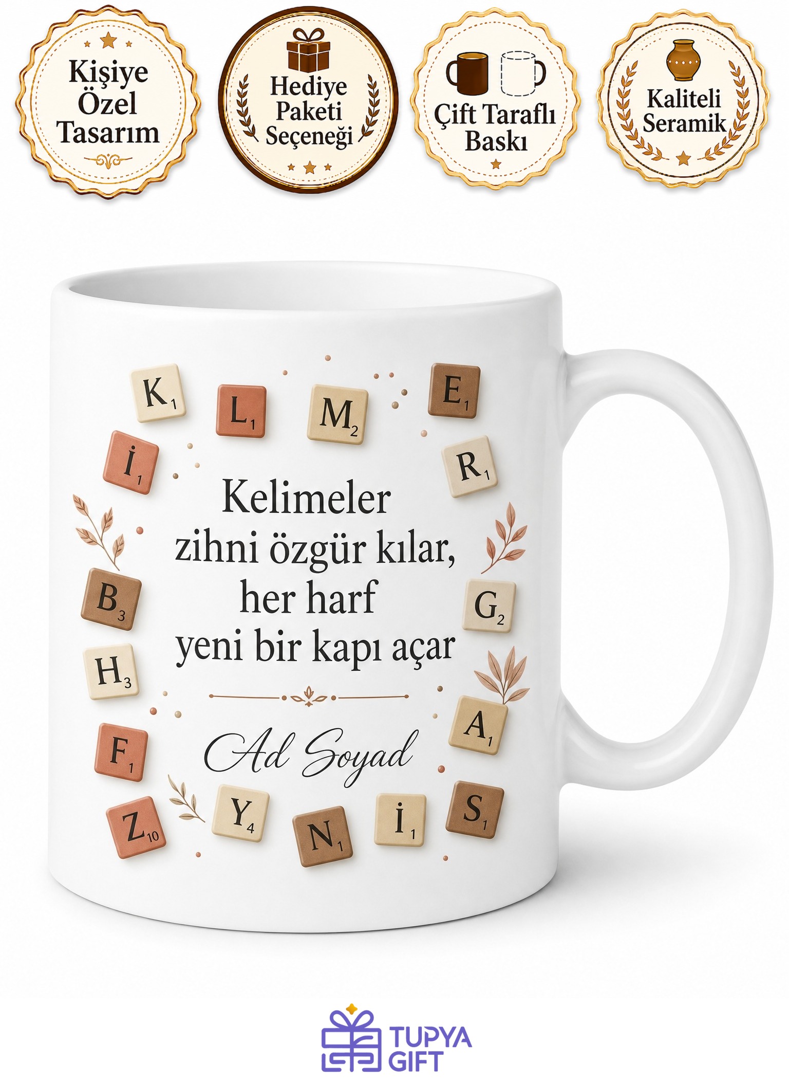 Kelime Oyunu Şampiyonuna Harf Avcısı Kelime Dağarcığı Kupa Bardak Hediye