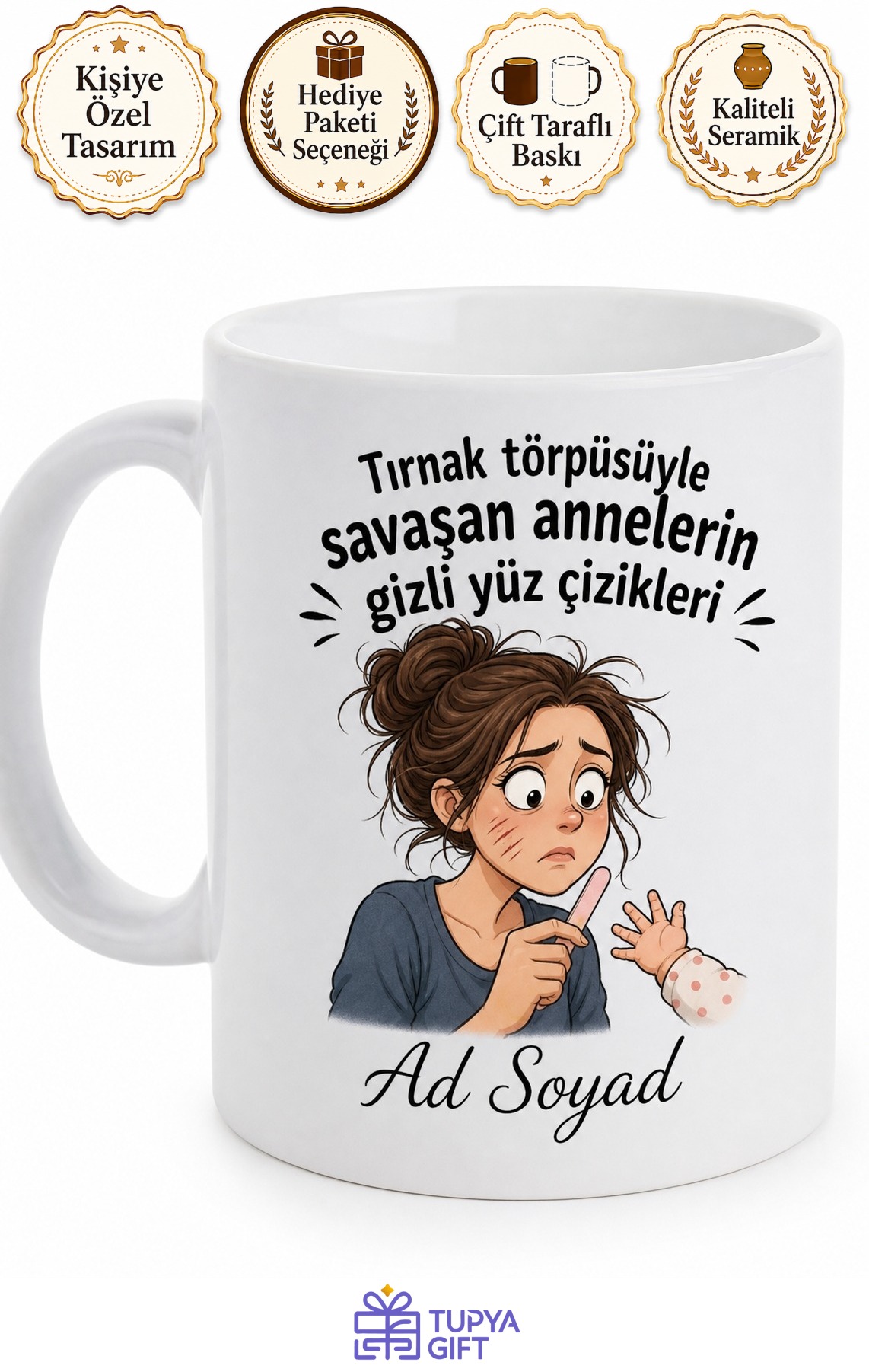 Tırnak Törpüsü Kullanan Annelere Çizilmeyen Yüz Keskin Tırnaklar Kupa Hediye Bardak
