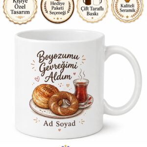 Boyozumu Gevreğimi Aldım Ege Ruhu Kahvaltı Keyfi Çay Kupası Hediye Bardak