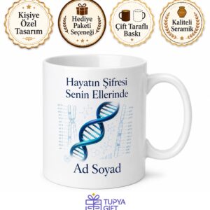 Genetik Uzmanına DNA Sarmalı Kromozom Haritası Gen Bilimi Hediye Kupa Bardak