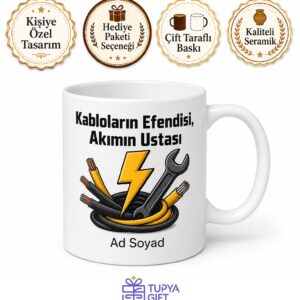 Kabloların Efendisi Usta Elektrikçi Esprili Kupa Bardak Hediye