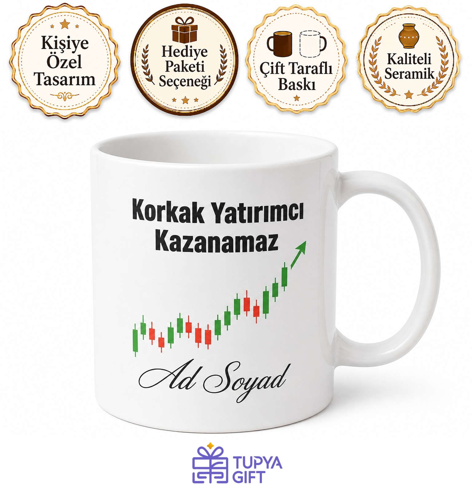 Risk Almayı Seven Yatırımcı Esprili Çay Kupası Borsa Hediye Bardak