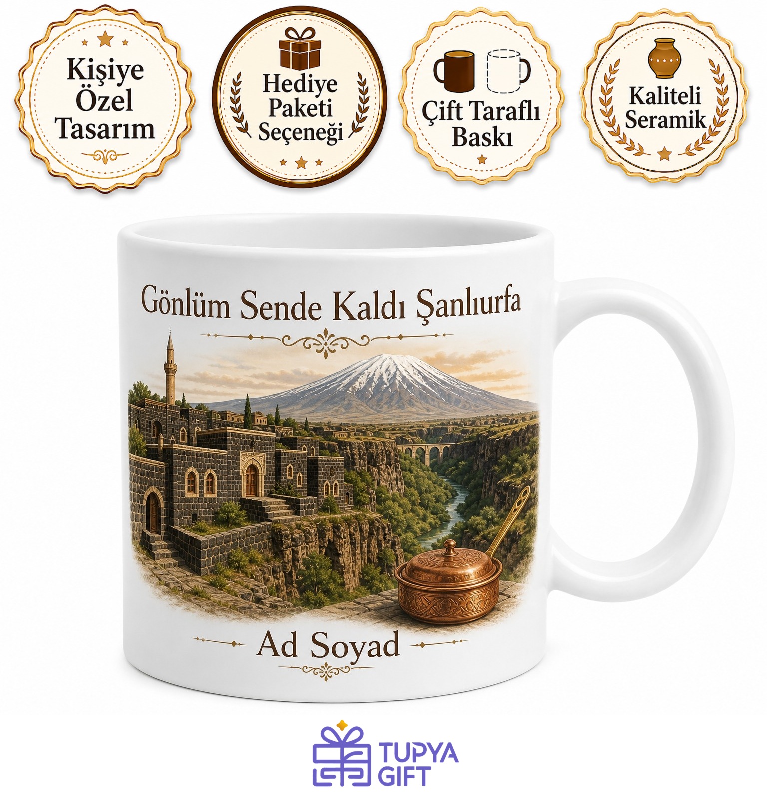 Şanlıurfa Siverek Karacadağ Takoran Vadisi Taş Mimari Temalı Porselen Kupa Bardak Hediye