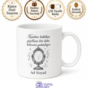 Ayna Kullananlara Özel Baskılı Kupa Bardak El Aynası Boy Aynası Hediye