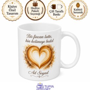 Latte İçenlere Bol Sütlü Kahve Latte Art Kalp Kupa Bardak Hediye