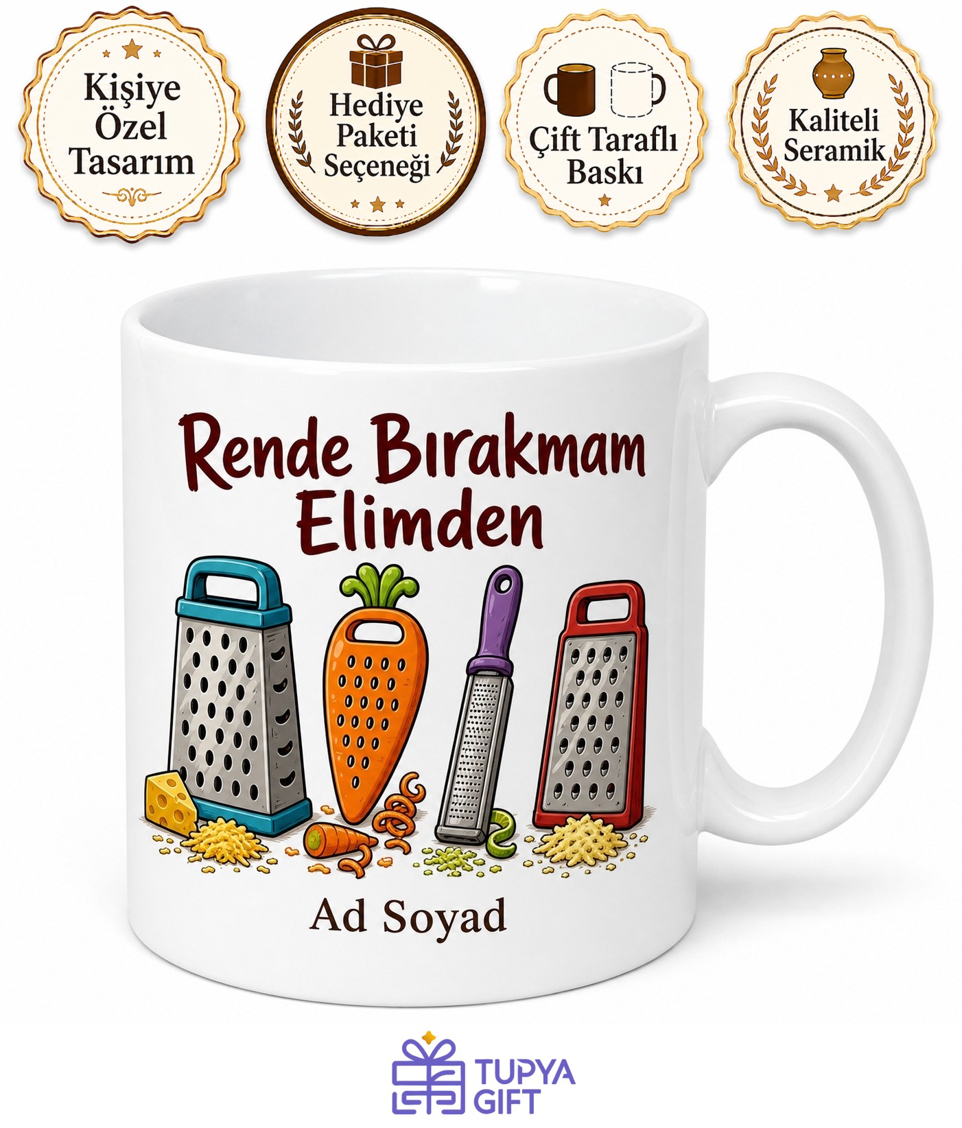 Rende Kullananlara Özel Peynir Rendesi Havuç Rendesi İnce Kalın Rende Kupa Hediye