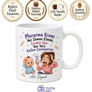 Morarma Kremi Veren Annelere Kafayı Çarpan Bebek Morluk Geçirici Kupa Hediye