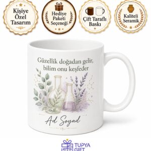 Kozmetik Doğal İçerik Anti-Aging Dermatolojik Test Temalı Porselen Kupa Bardak Hediye