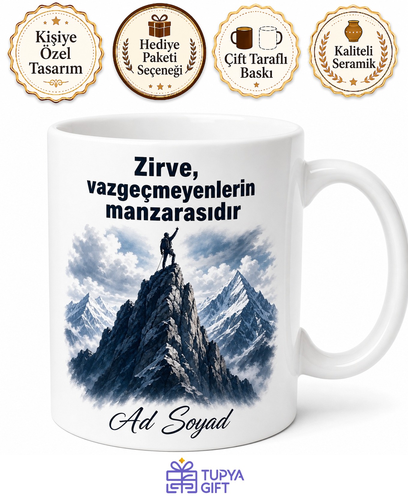 Dağcıya Hediye Tırmanış Zirve Everest Temalı Baskılı Porselen Kupa Bardak