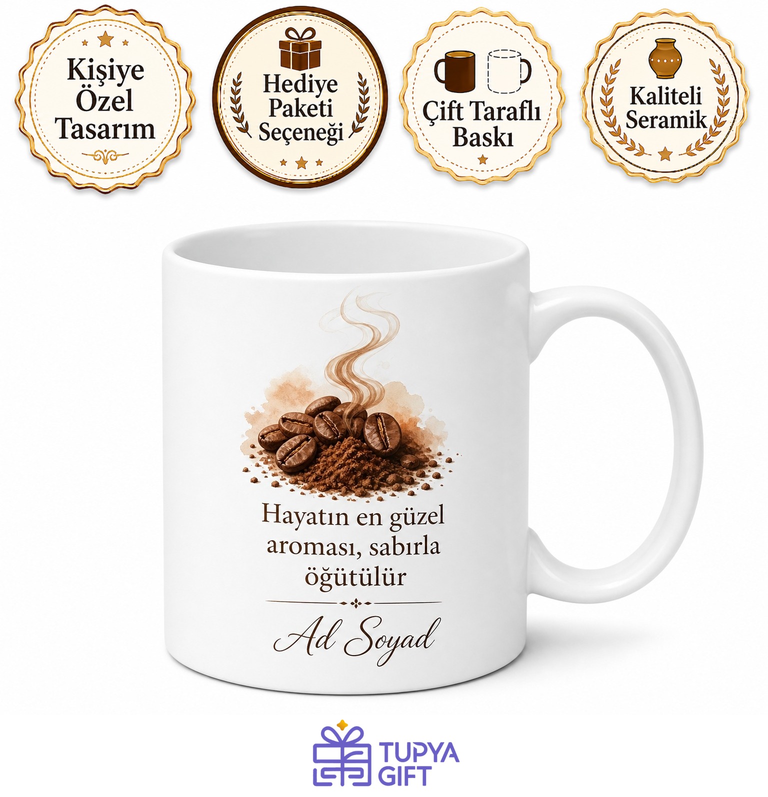 Kahve Çekirdeği Öğütenlere Taze Çekilmiş Espresso Kokusu Kupa Bardak Hediye