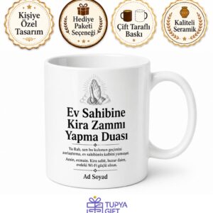 Ev Sahibine Kira Zammı Yapma Duası Esprili Çay Kahve Kupası Hediye Bardak