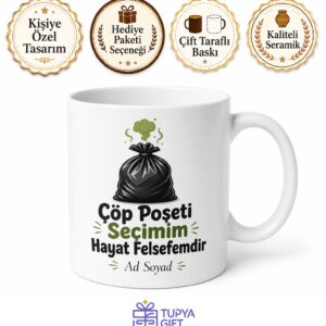 Çöp Poşeti Kullananlara Özel Komik Kupa Bardak Esprili Hediye Sızdırmaz Kupa